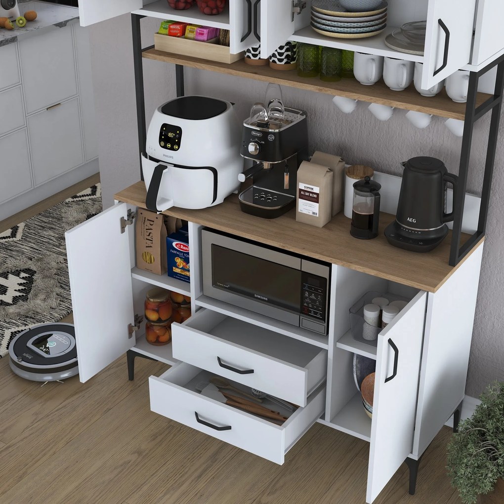 Armário Alto de Cozinha "Stella" - 120 x 198,6 x 40 cm - Nogueira e Br