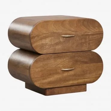 Pack De 2 Mesas De Cabeceira 55x35 Cm Em Madeira De Manga Elaia Madeira De Cabo Escuro - Sklum