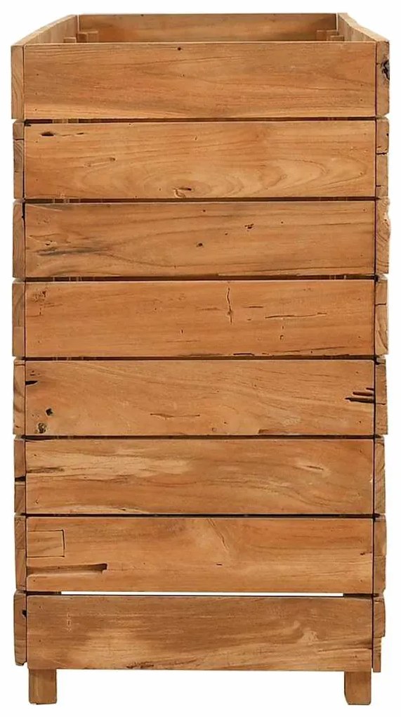 Vaso/floreira 150x40x72 cm madeira de teca reciclada e aço