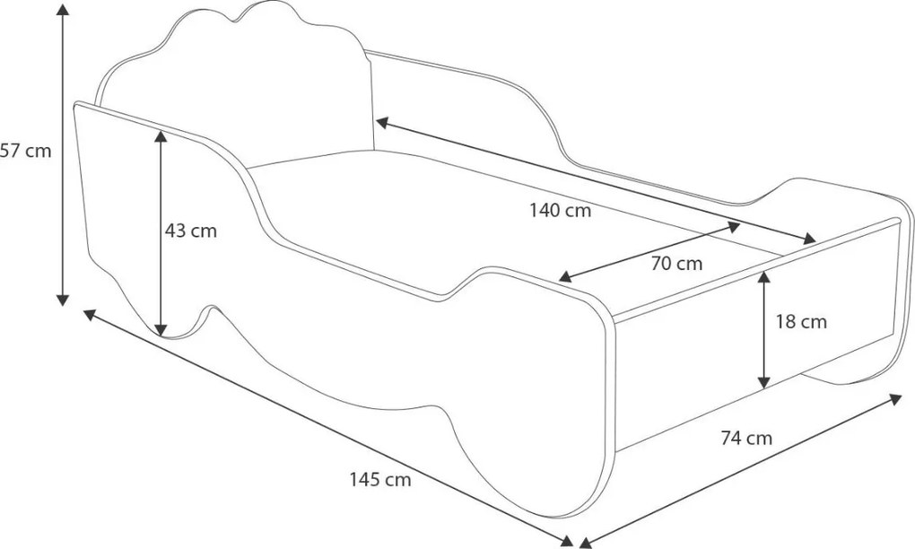 Cama infantil Kareta princesa 140x70 multicolorida - colchão e estrado incluído