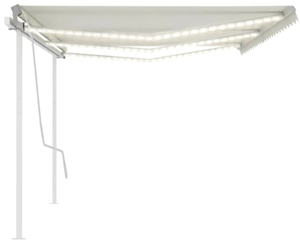 Toldo retrátil manual com LED 6x3,5 m cor creme
