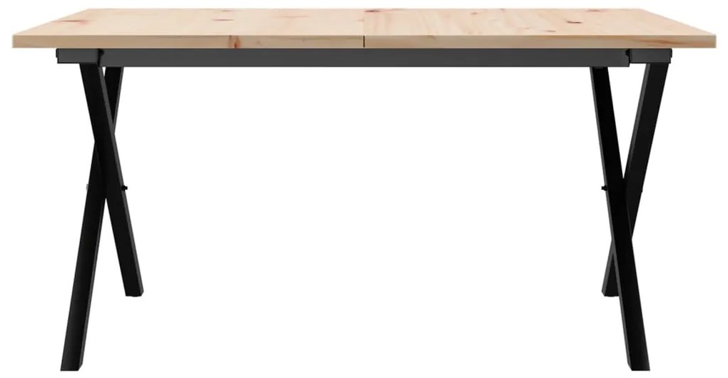 Mesa de centro estrutura em X 80x80x45 cm pinho e aço