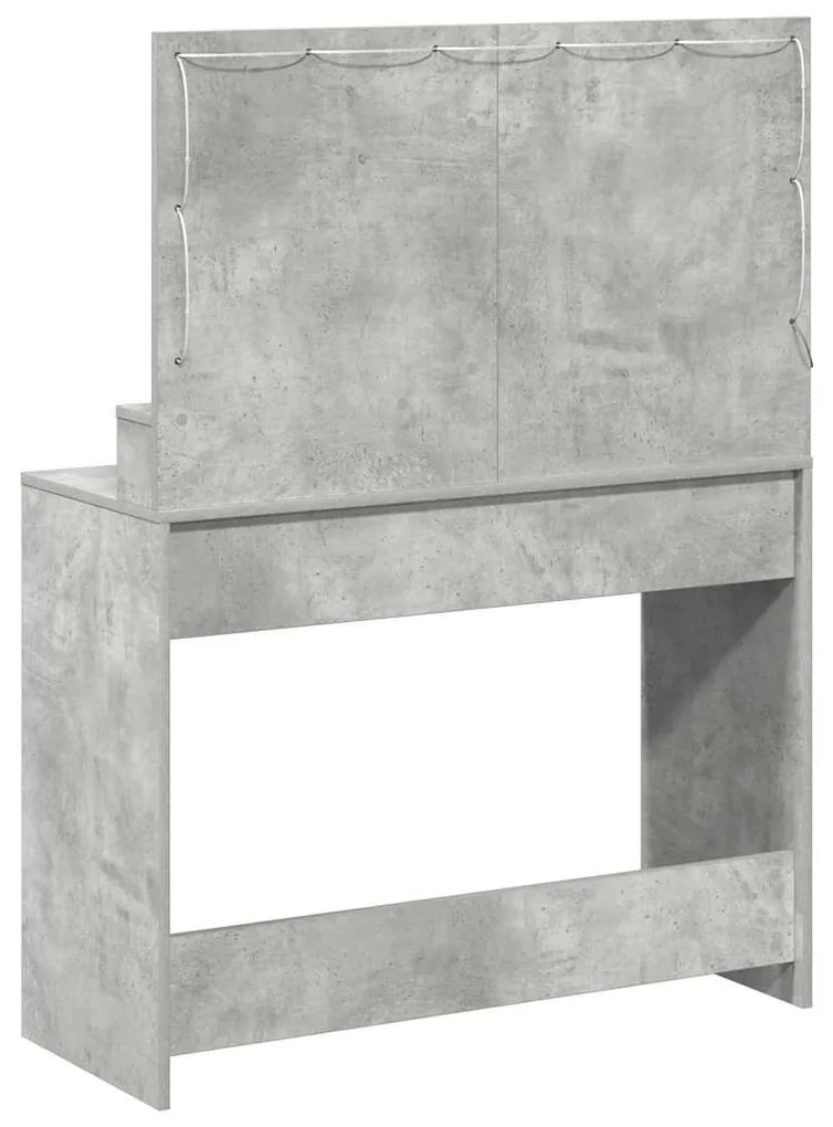 Mesa de Maquilhagem com Luzes LED Cinza Concreto 100x41x135 cm