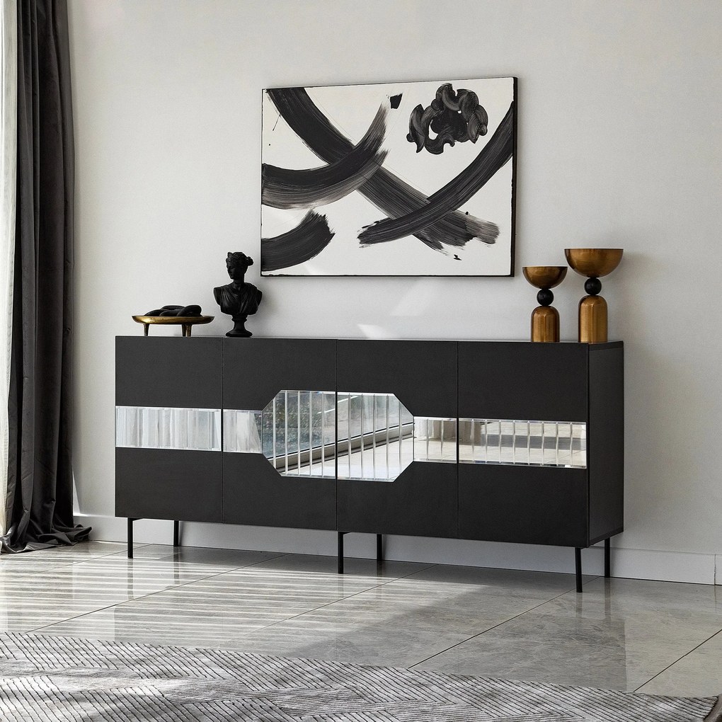 Console Milan – Preto – 180 cm x 80 cm x 40 cm