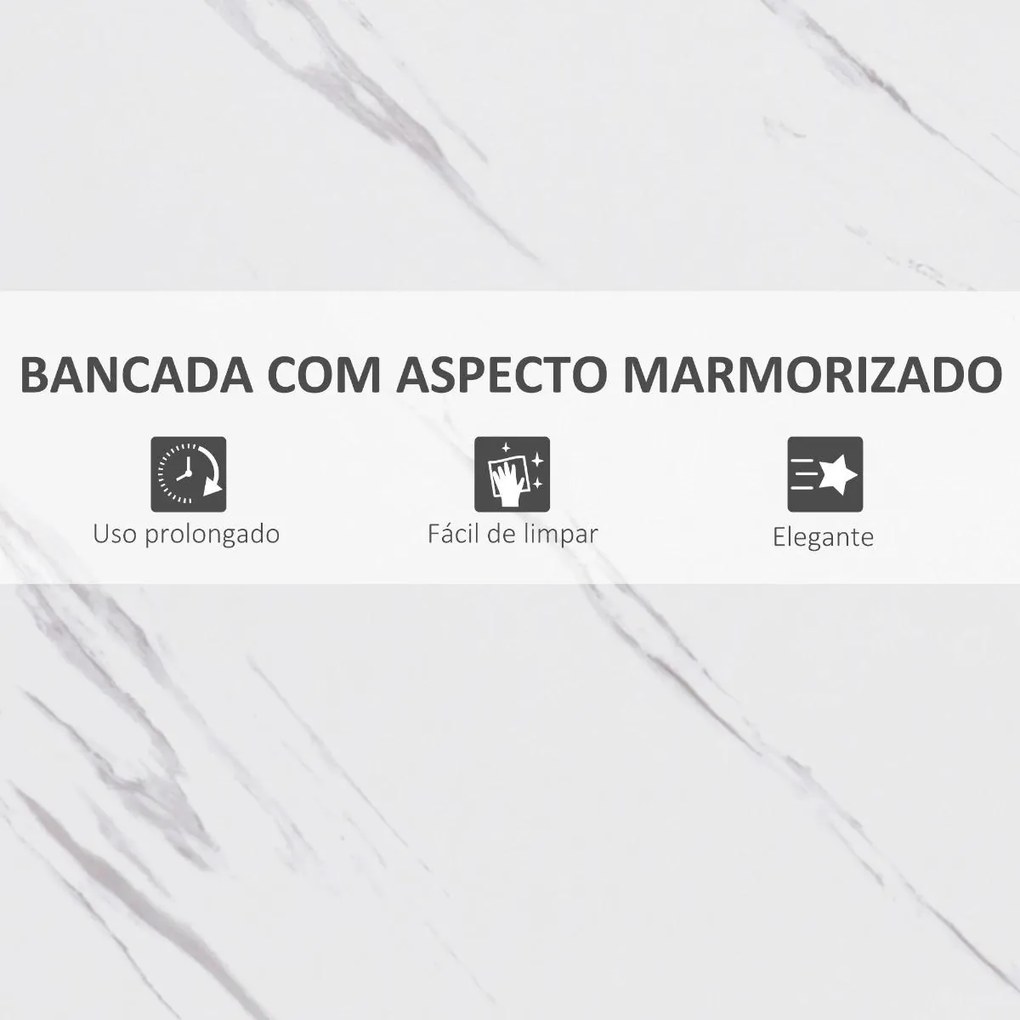 Mesa de Bar Mesa Alta (BANCOS NÃO INCLUIDOS) com Bancada de Efeito Marmorizado e Pés de Metal Estilo Moderna para Cozinha Bistro Cafeteria 120x40x100c