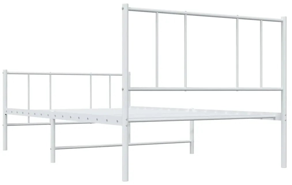 Estrutura de cama com cabeceira e pés 90x190 cm metal branco