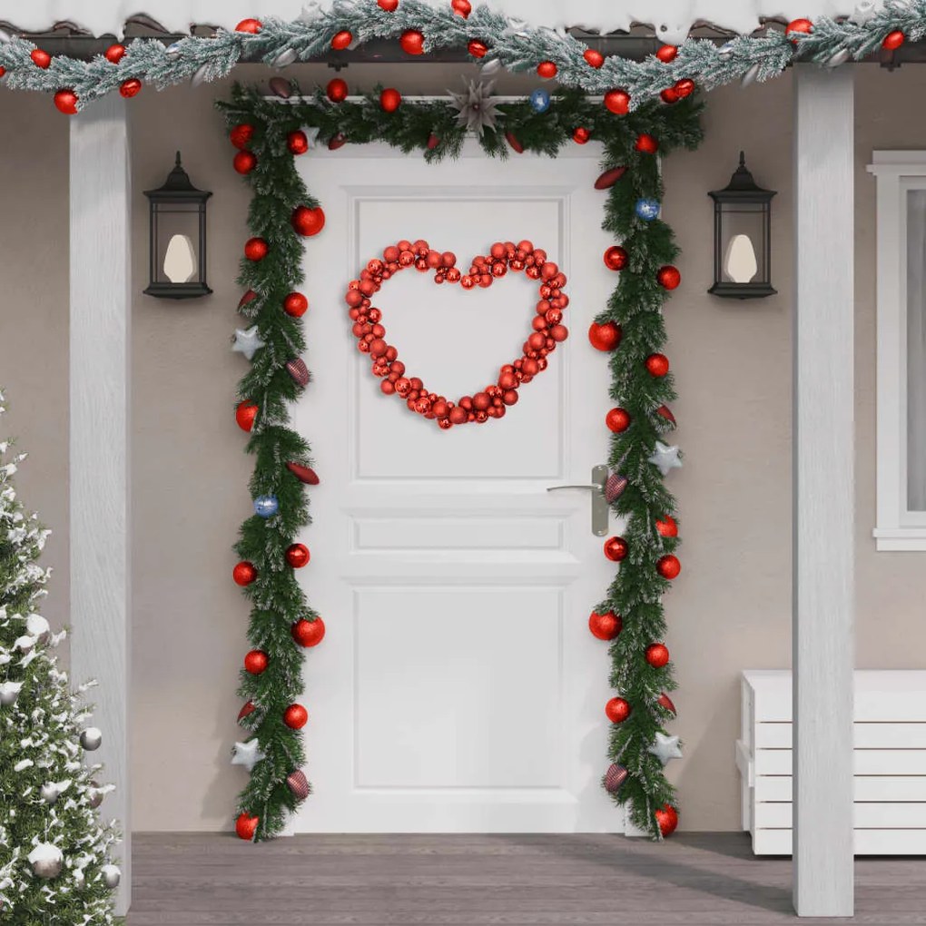 356132 vidaXL Grinalda de Natal com bolas 175 cm poliestireno vermelho