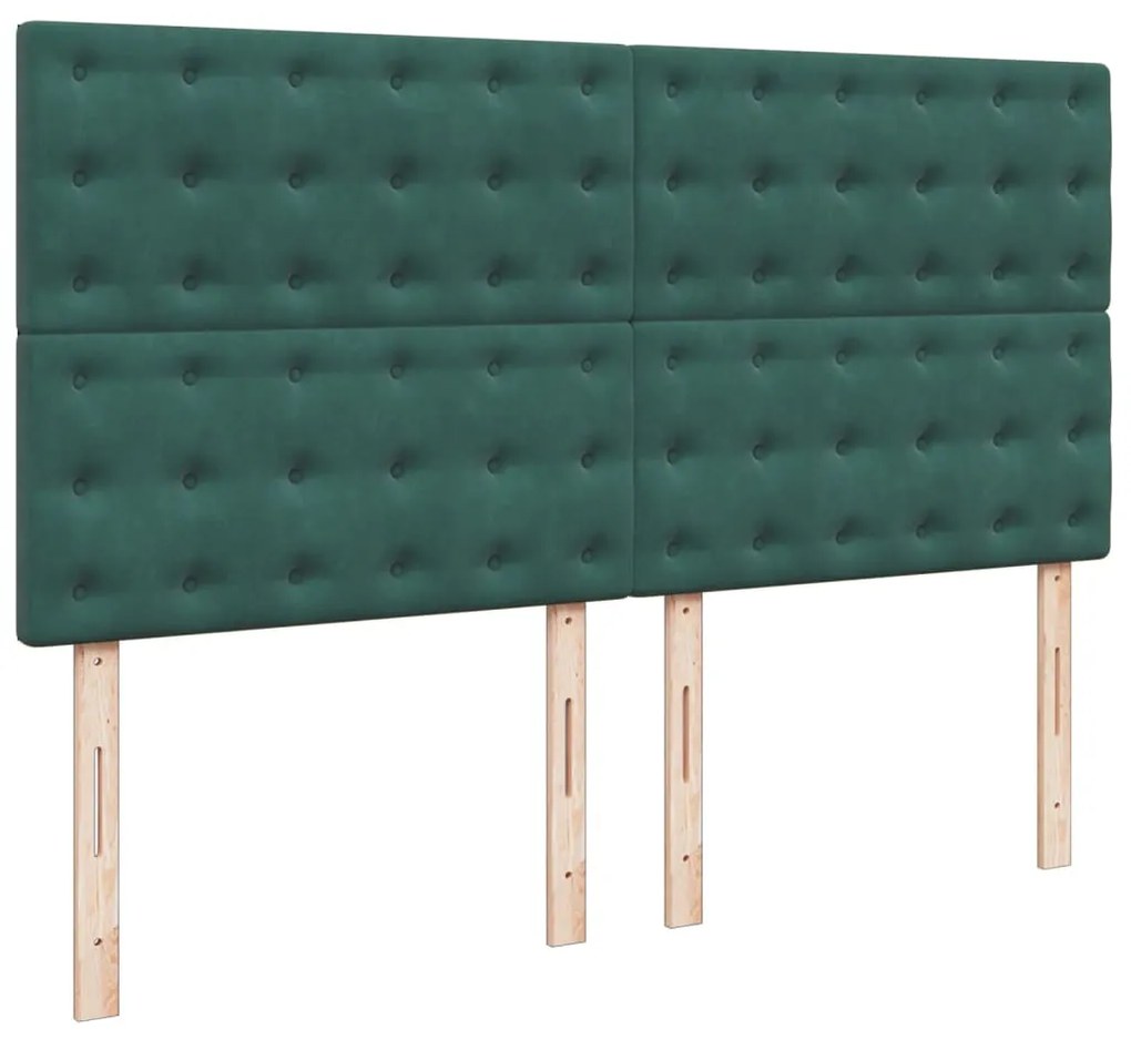 Cama com molas/colchão 180x200 cm veludo verde-escuro