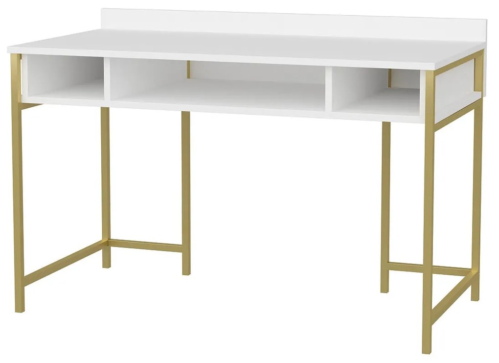 Secretária de Estudo Alma - Dourado e Branco - 120x60x74,8 cm