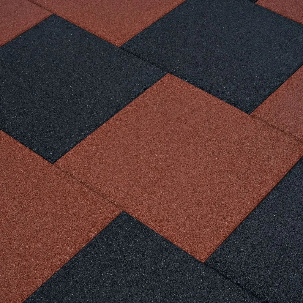 91786 vidaXL Ladrilhos prot. contra quedas 6 pcs borracha 50x50x3cm vermelho