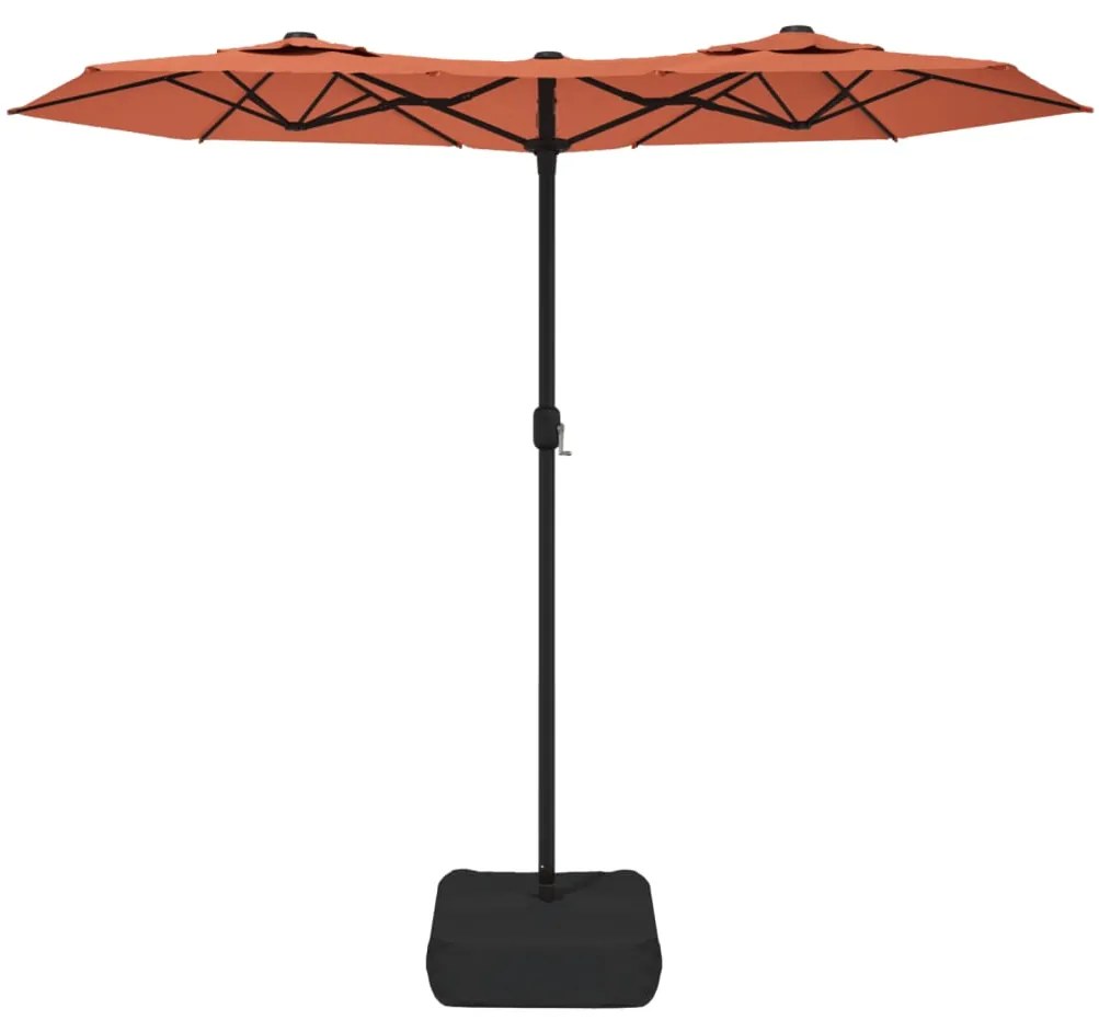 Guarda-sol de jardim c/ cabeça dupla/LED 316x240 cm terracotta