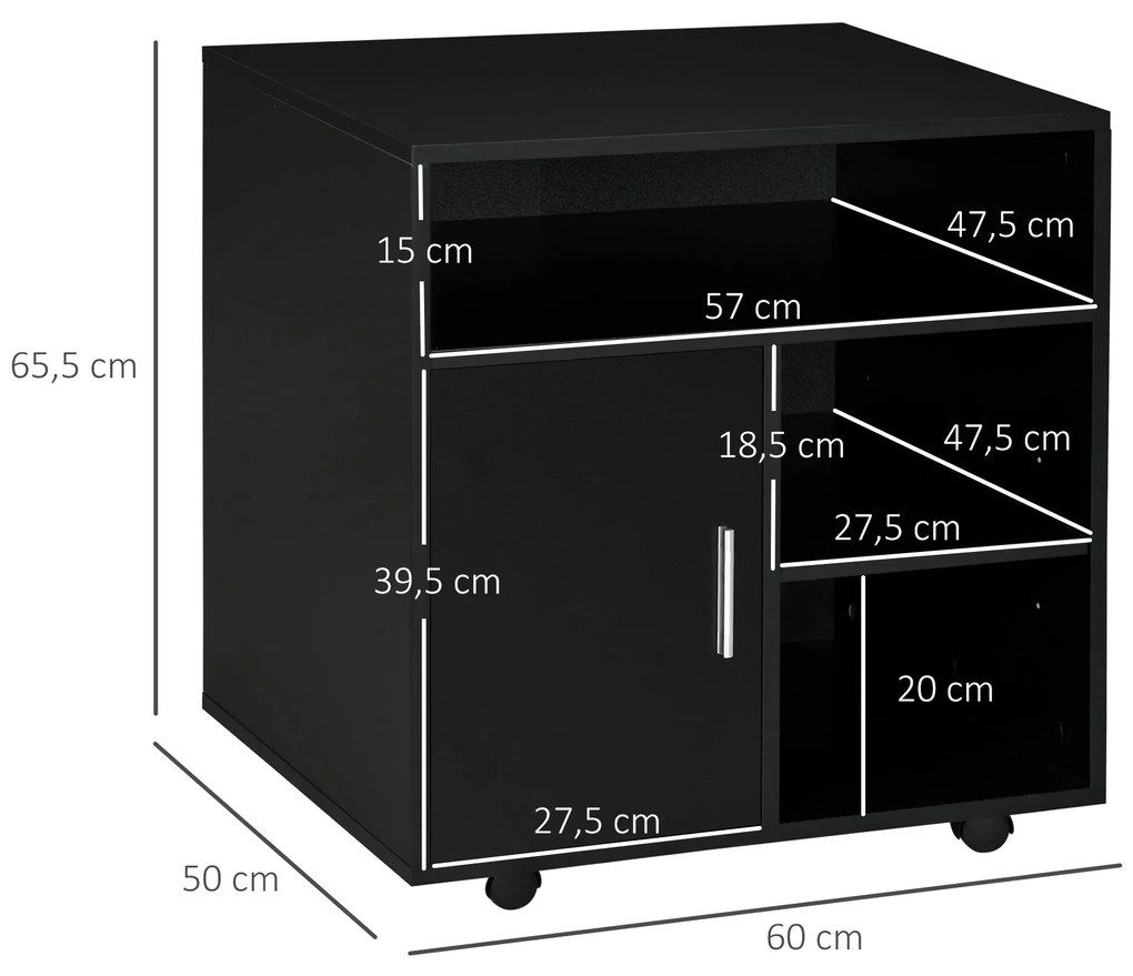 HOMCOM Armário de Escritório para Impressora Móvel para Escritório Mul