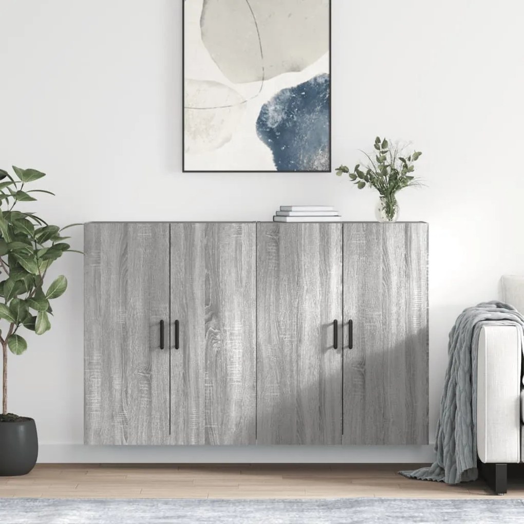 vidaXL Armários de parede 2 pcs 69,5x34x90 cm cinzento sonoma
