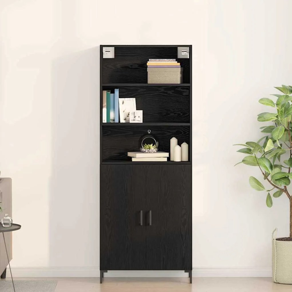 Highboard Carvalho Preto 69.5x34x180 cm Madeira Engenheirada