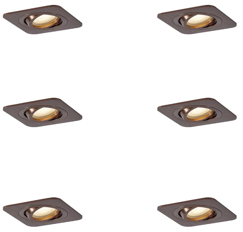 Conjunto de 6 focos embutidos redondos bronze escuro GU10 50mm IP44 - Alberto