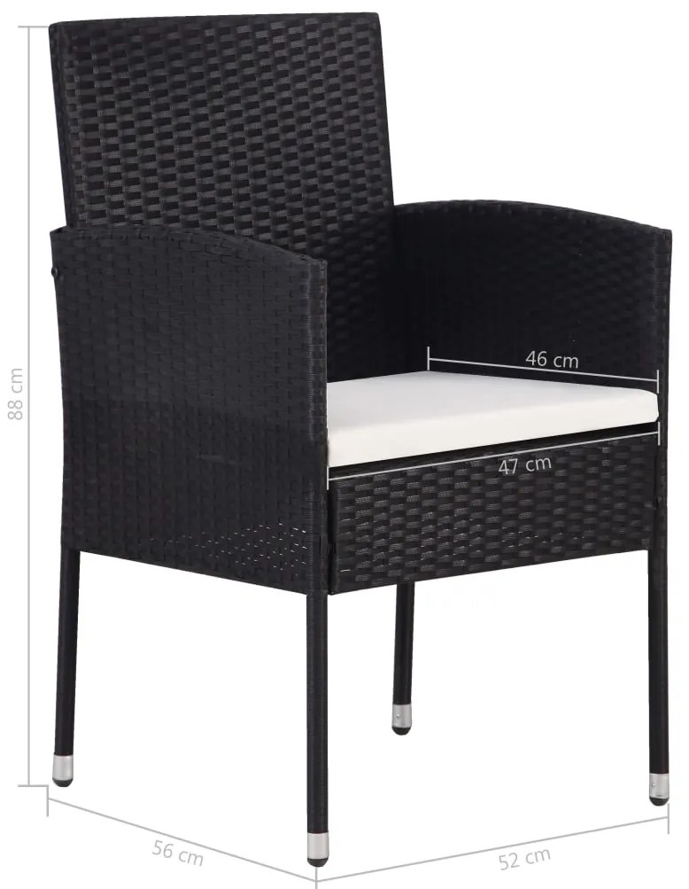 5 pcs conjunto de jantar para jardim preto