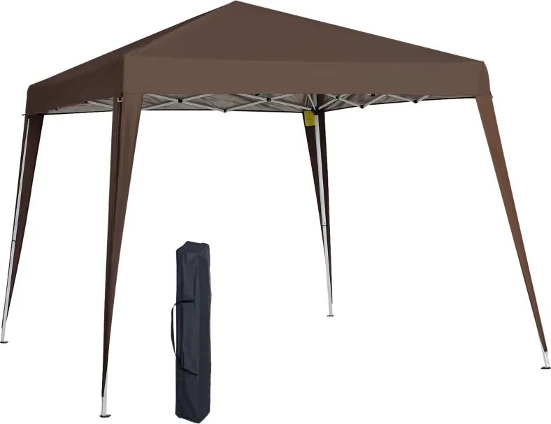 Tenda Dobrável 3x3 m Tenda Pop-up de Jardim Altura Ajustável com Saco de Transporte Anti-UV Impermeável Castanho