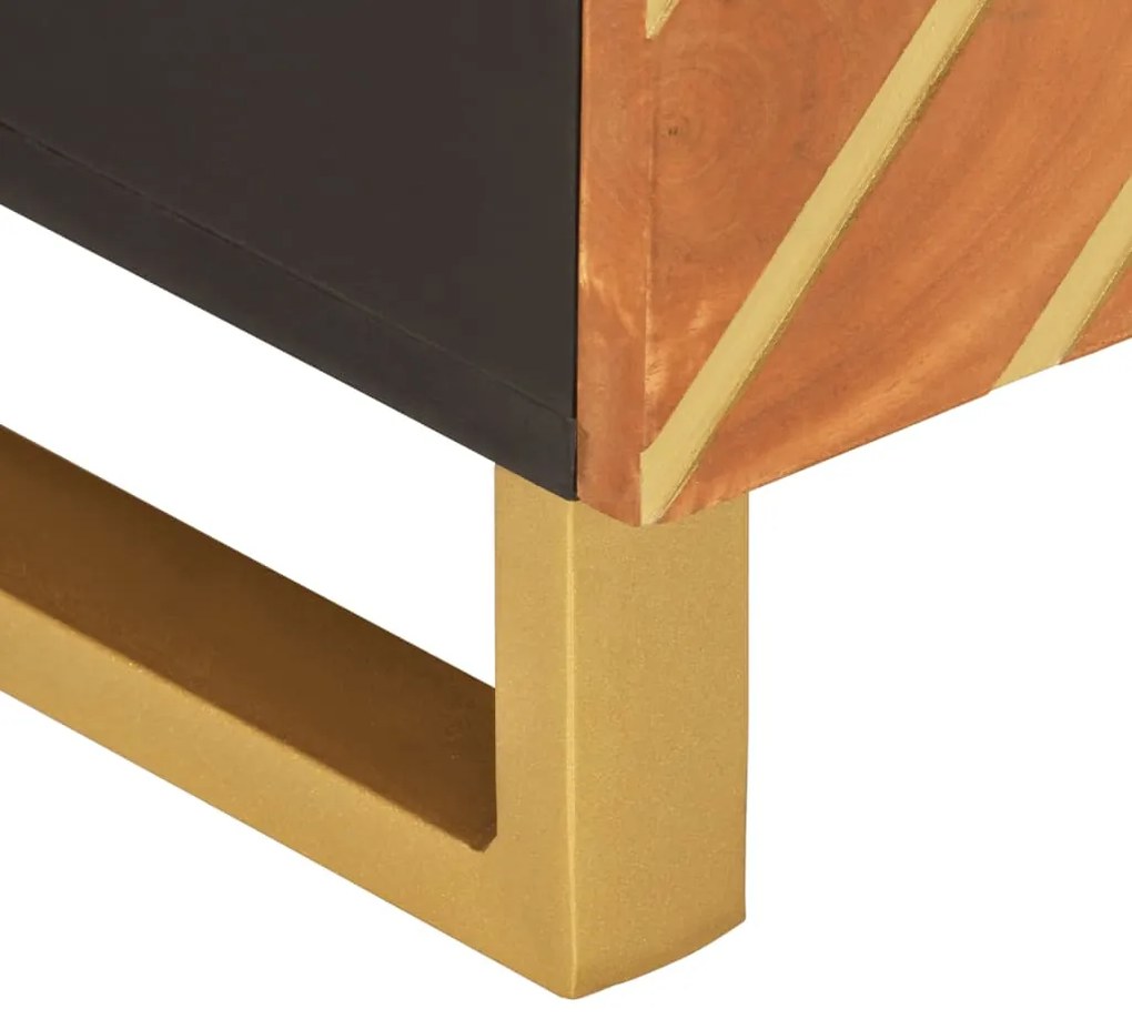 Mesa de centro 80x50x40 cm mangueira maciça castanho e preto