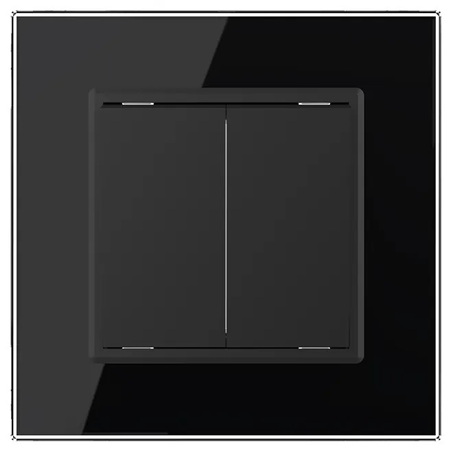 Interruptor cruzado duplo, moldura preto