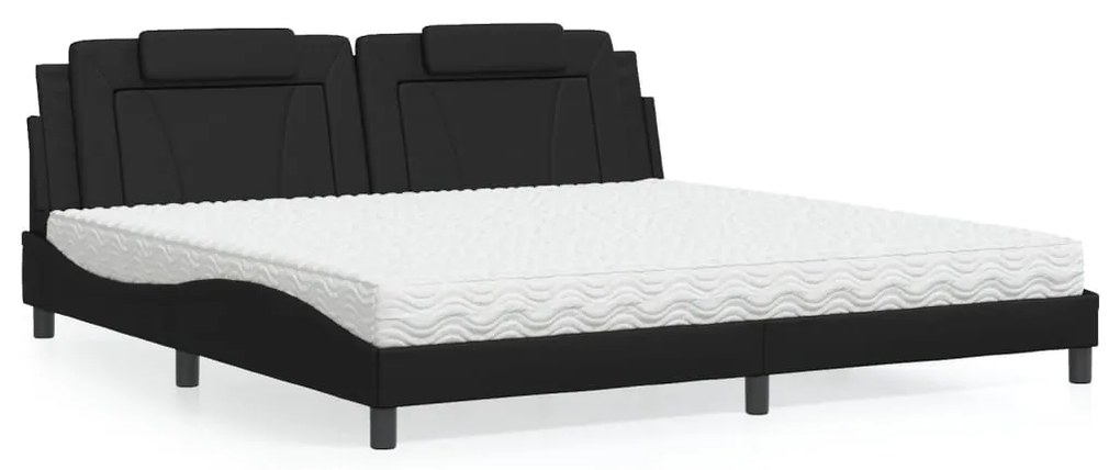 vidaXL Cama com colchão 200x200 cm couro artificial preto