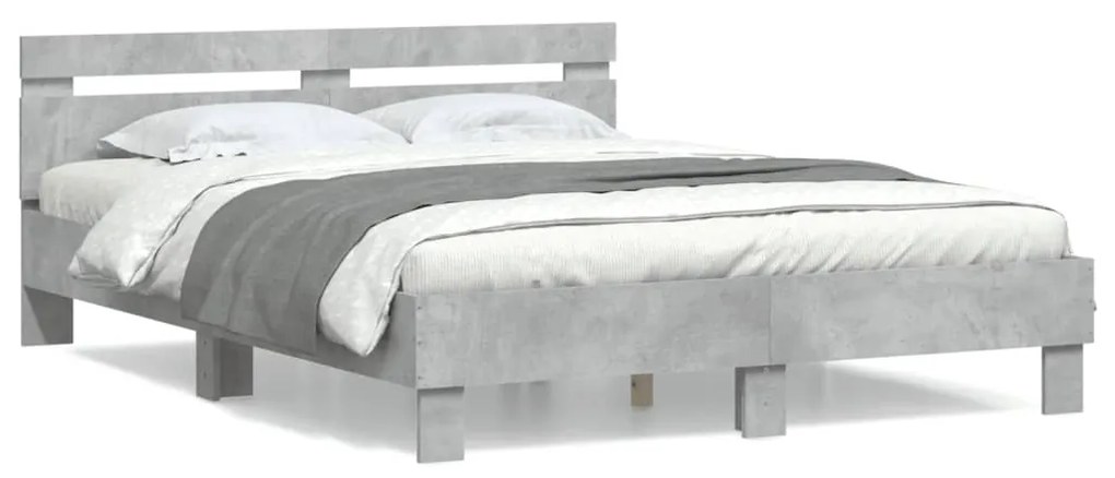 vidaXL Estrutura de cama c/ cabeceira derivados madeira cinza-cimento