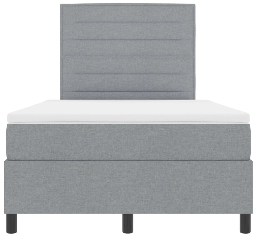 Cama Box com Colchão Cinza Claro 120x200 cm Tecido