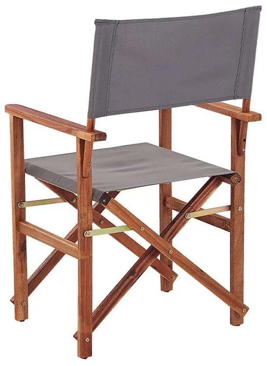 Conjunto de 2 cadeiras em madeira escura 2 lonas cinzentas e padrão flamingo CINE Beliani