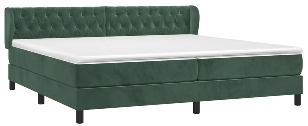 Cama com molas/colchão 200x200 cm veludo verde-escuro