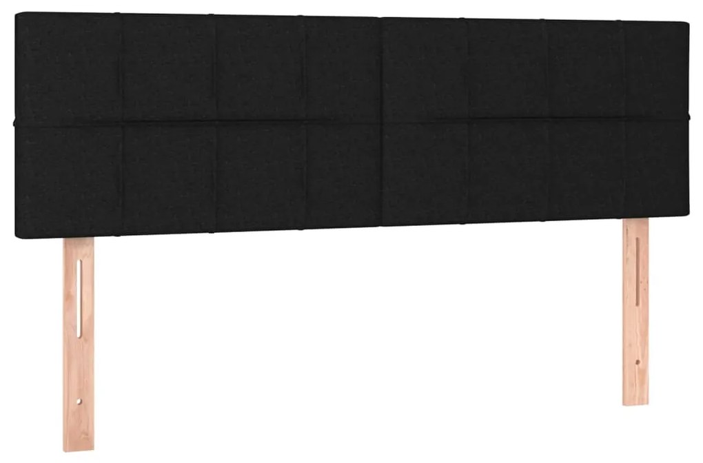 Cabeceira de cama c/ luzes LED tecido 144x5x78/88 cm preto