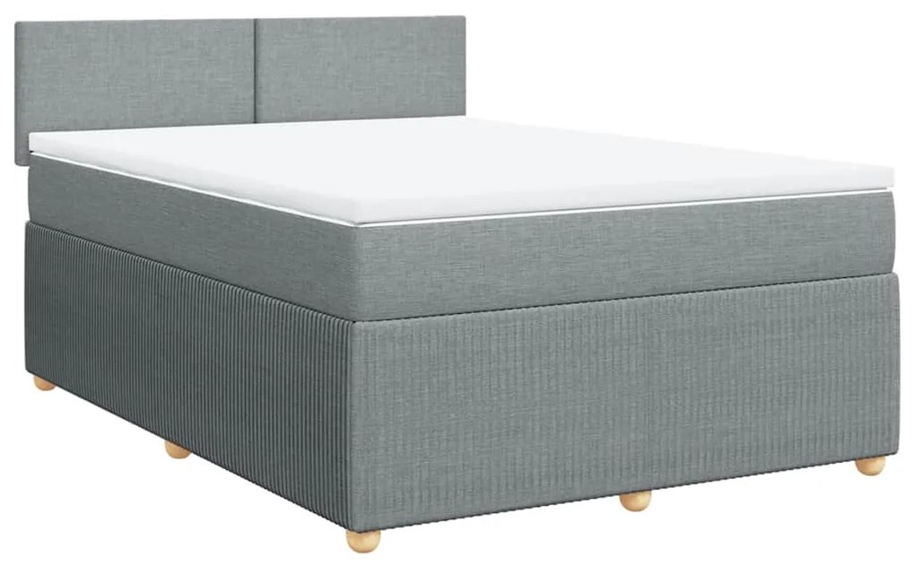 Cama com molas/colchão 140x190 cm tecido cinzento-claro