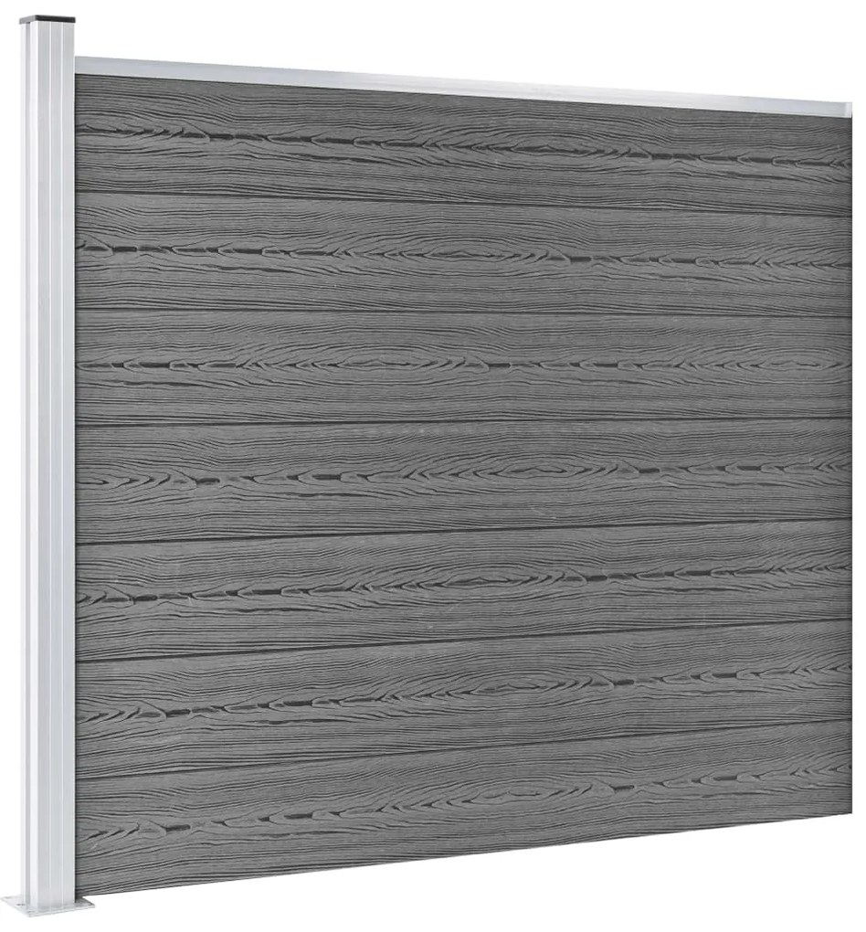 Conjunto painel de cerca 699x146 cm WPC cinzento