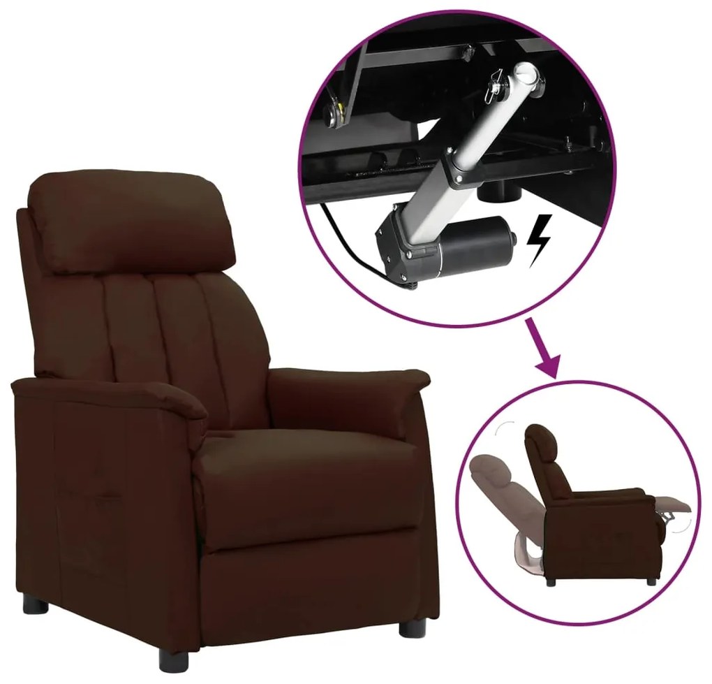 vidaXL Poltrona elevatória couro artificial castanho