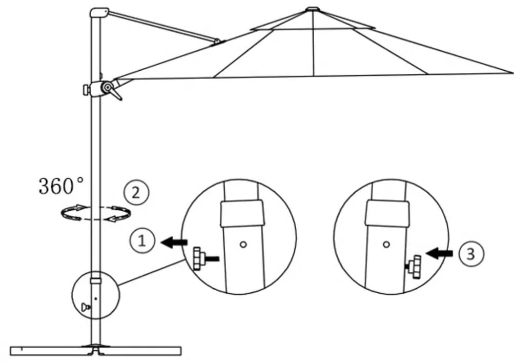 Guarda-sol cantilever c/ poste alumínio 300 cm cor areia