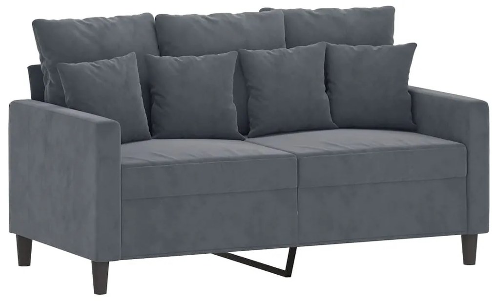 2 pcs conjunto de sofás com almofadões veludo cinzento-escuro