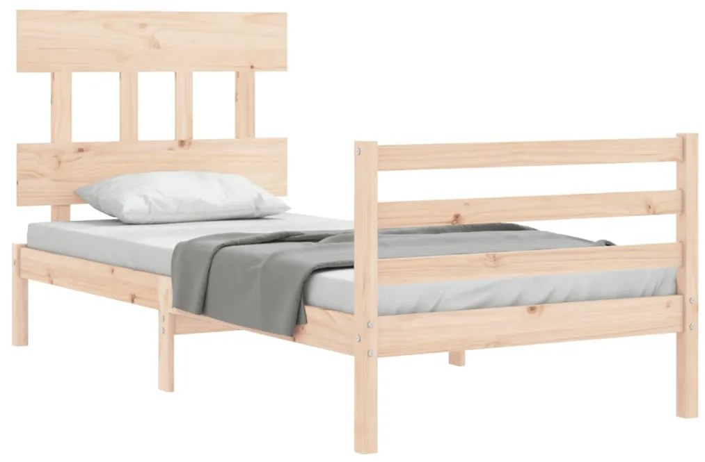 Estrutura de cama com cabeceira 100x200 cm madeira maciça