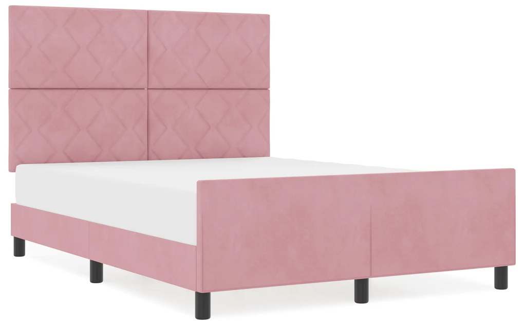 Cama vidaXL Rosa 140x200 cm Veludo