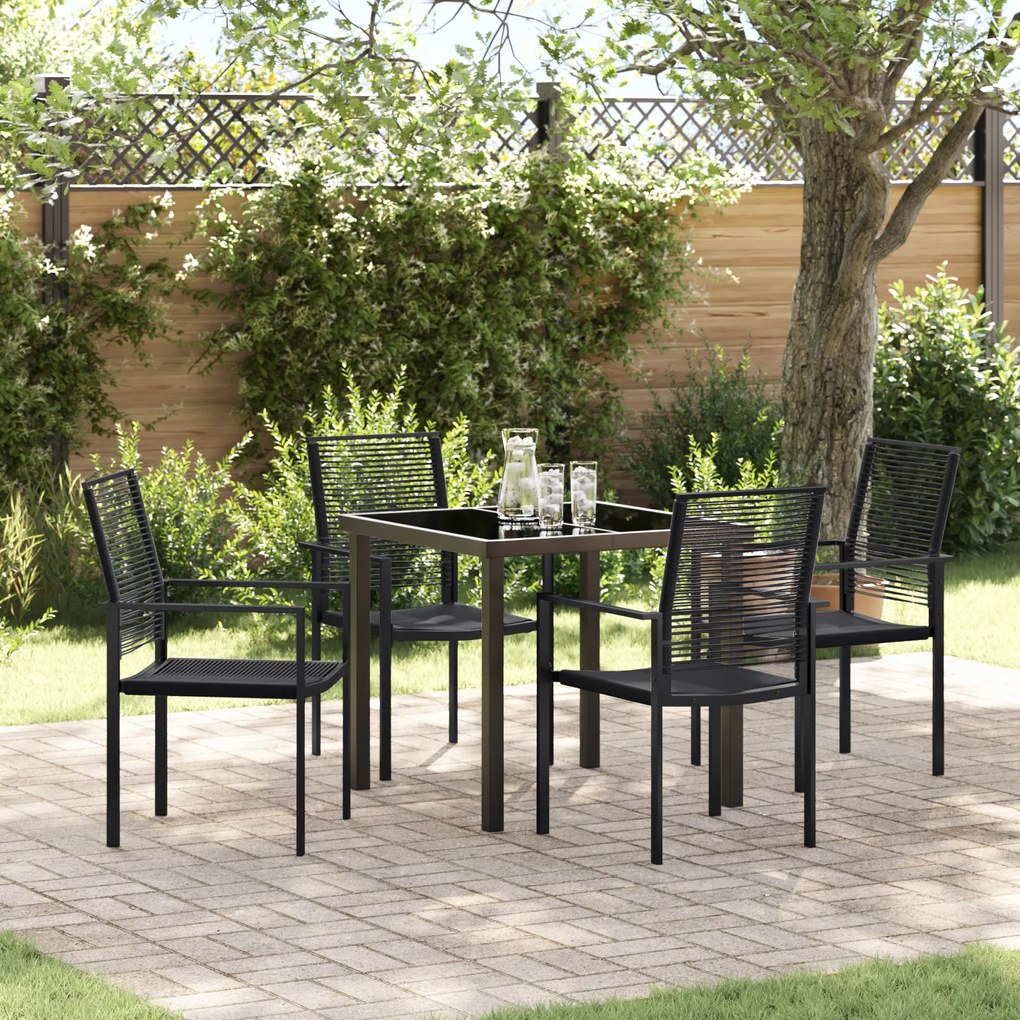 vidaXL Conjunto de Jantar de Jardim 5 Peças Preto Rattan de PVC