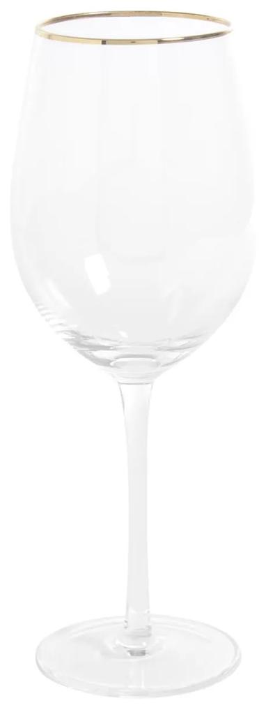 Kave Home - Copo de vinho Rasine em vidro transparente e detalhe dourado 50 cl