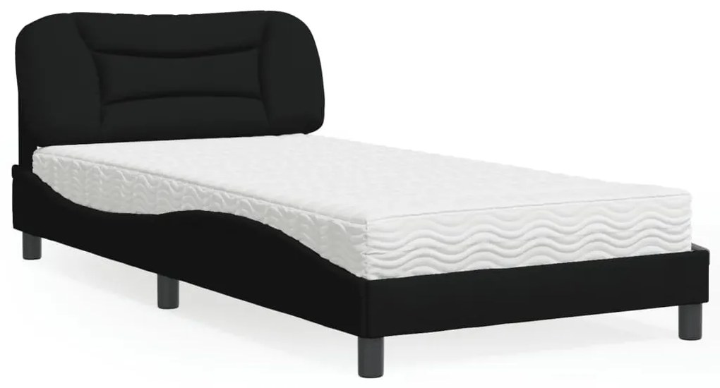 Cama com colchão 100x200 cm tecido preto