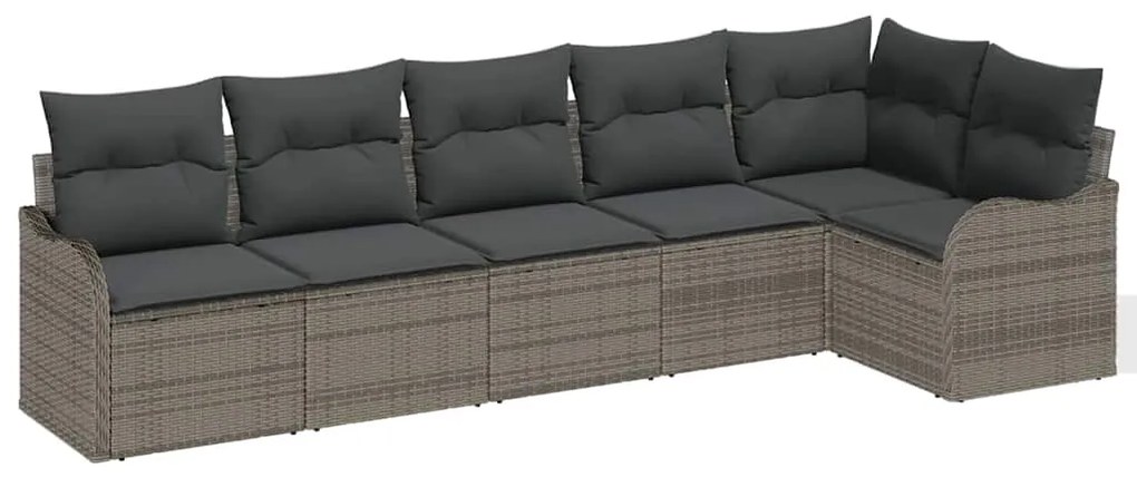 Conjunto de Sofás de Jardim de 6 Peças com Almofadas Cinzas de Rattan
