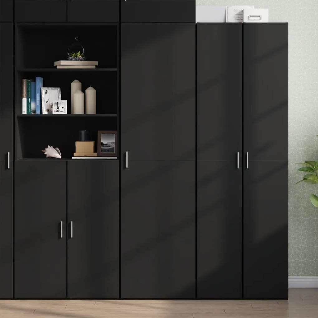 vidaXL Armário alto 50x42,5x185 cm derivados de madeira preto