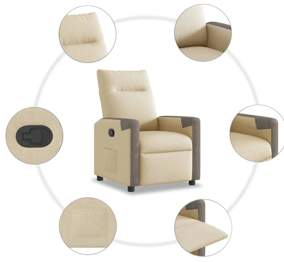 Poltrona reclinável tecido cor creme