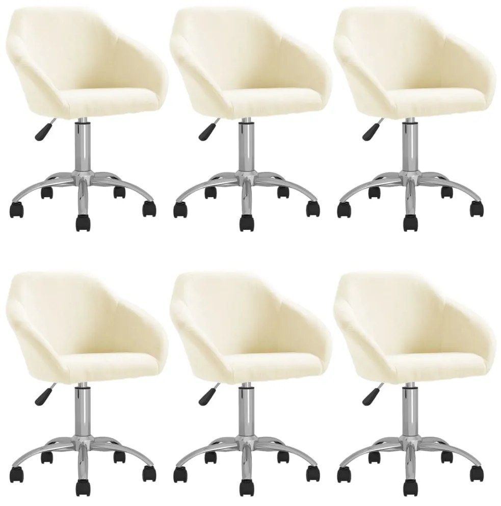 vidaXL Cadeiras de jantar giratórias 6 pcs tecido cor creme
