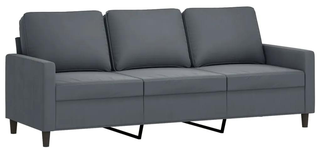 4 pcs conjunto de sofás com almofadas veludo cinzento-escuro