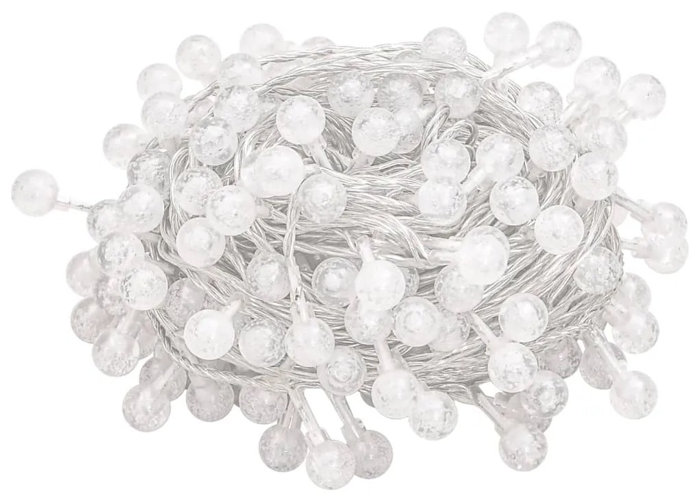 Cordão de luzes em globo 40 m 400 LED 8 funções branco frio