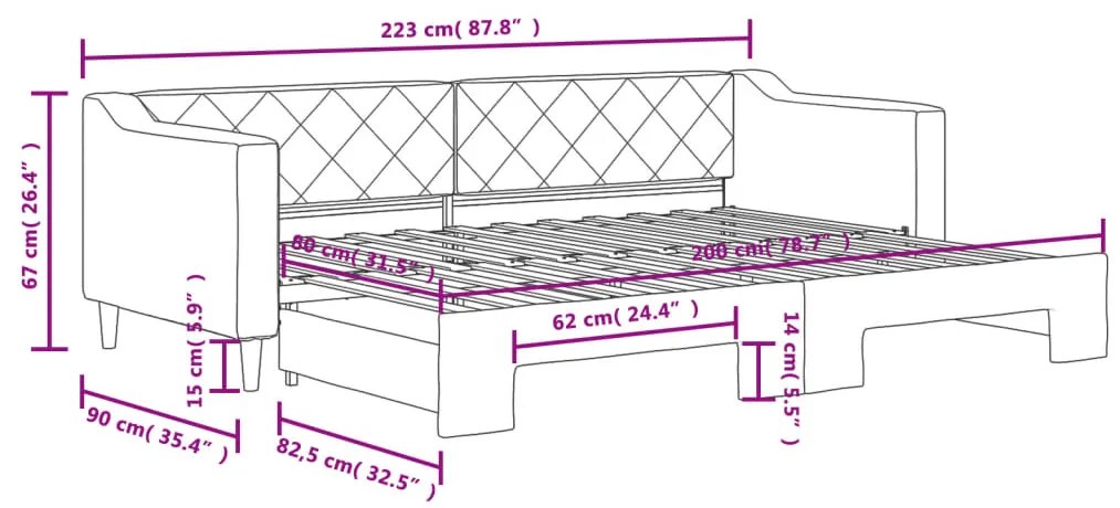 Sofá-cama com gavetão 80x200 cm tecido cinzento-claro