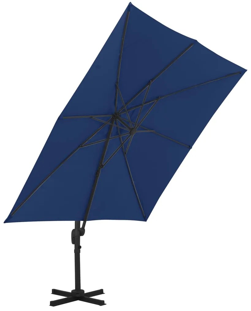 Guarda-sol jardim cantilever c/ poste alumínio 3x3 m azul ciano