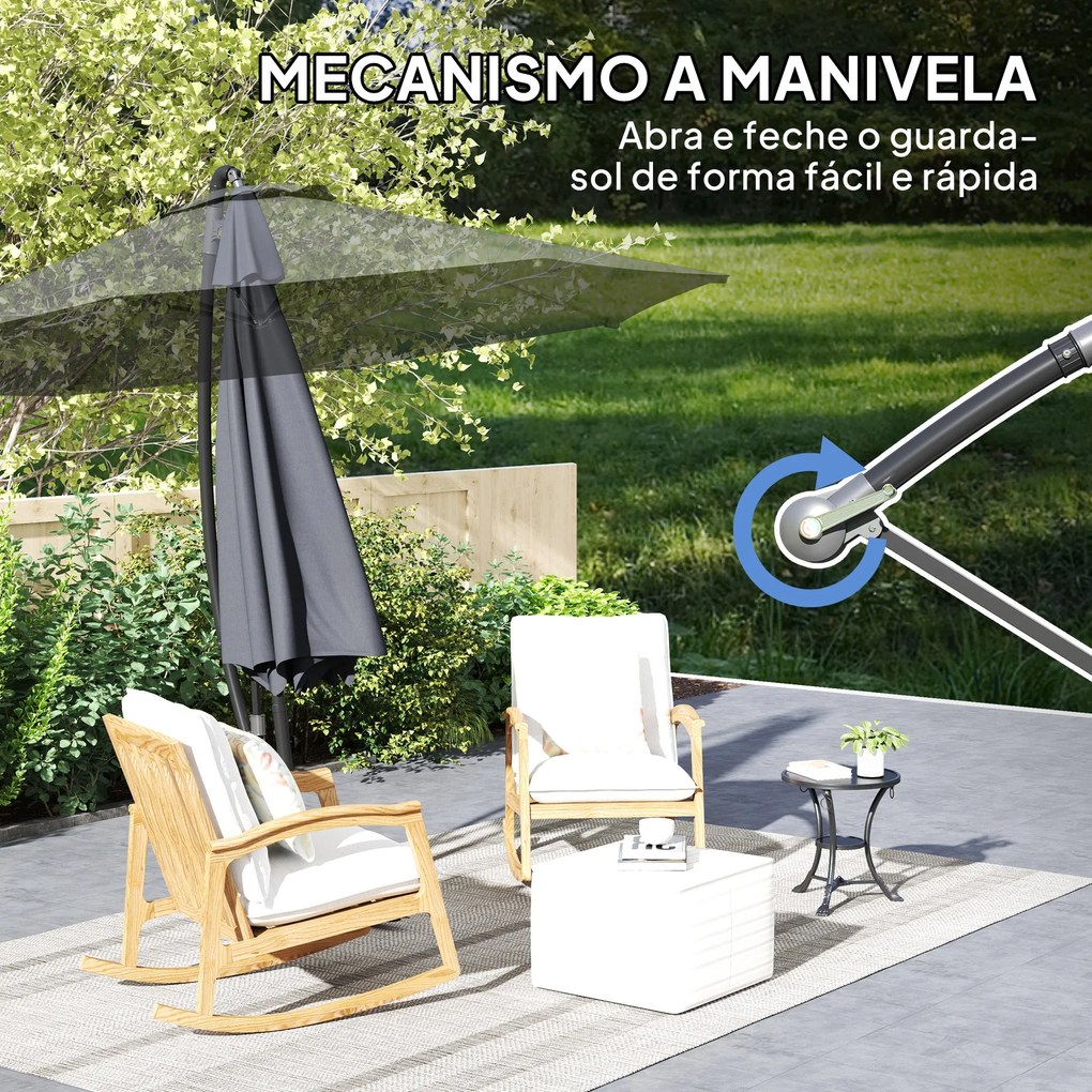 Chapéu de Sol Excêntrico Ø 290 cm Chapéu de Sol de Jardim com Base Cru