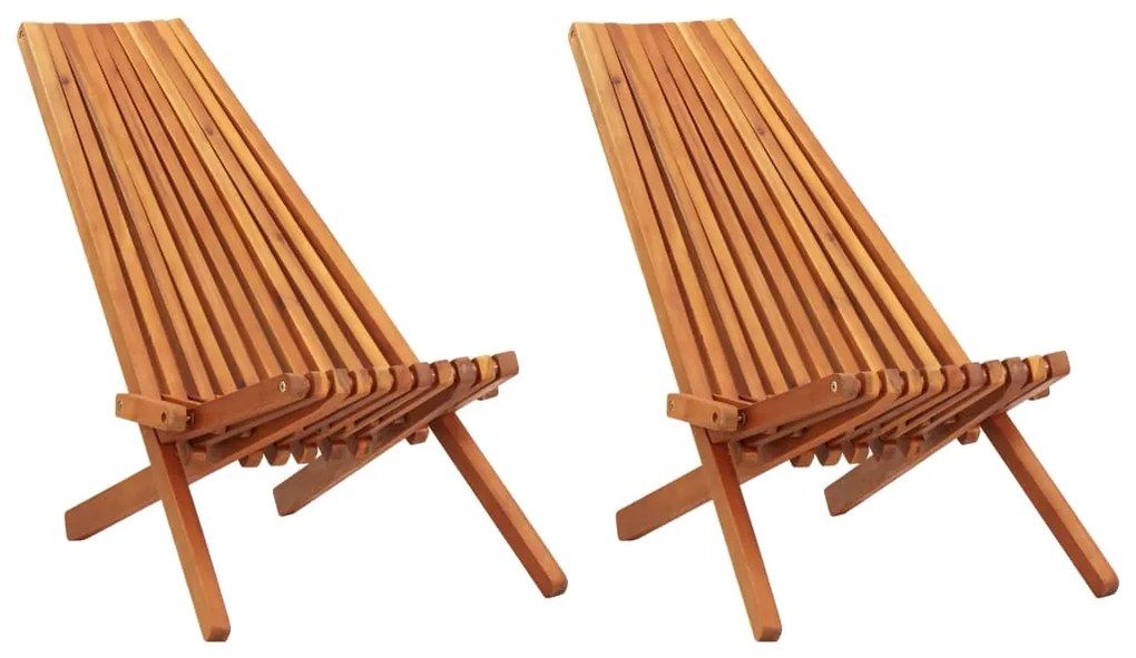 vidaXL Cadeiras lounge de exterior dobráveis 2 pcs acácia maciça