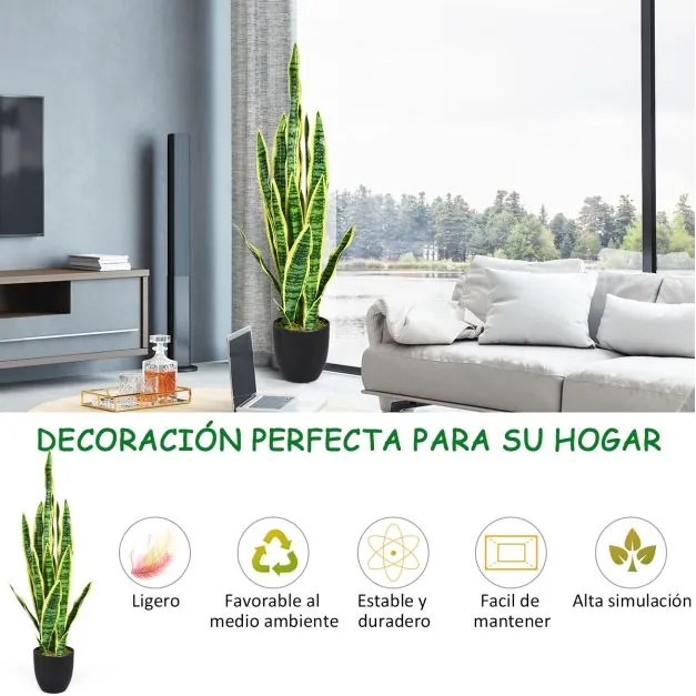 Planta artificial de 90 cm com vaso e folhas para escritório, casa, casamento, decoração de interiores